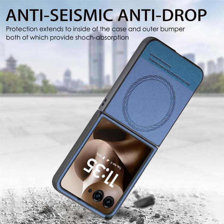 For Motorola Razr 60 Twill Fabric Leather Skin Magnetic Back Phone Case