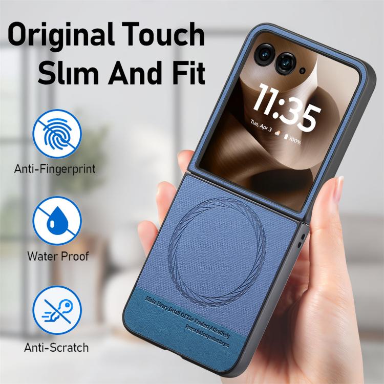 For Motorola Razr 60 Twill Fabric Leather Skin Magnetic Back Phone Case