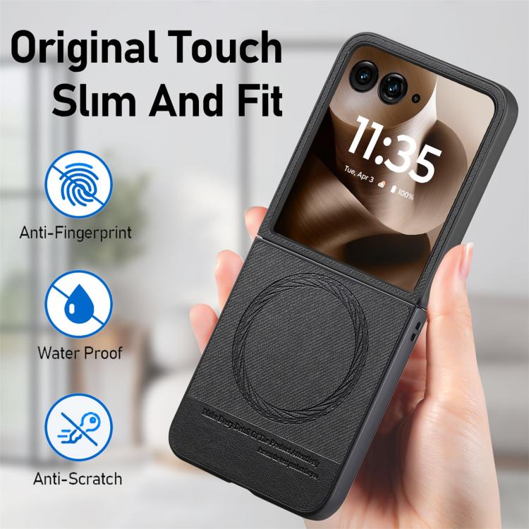 For Motorola Razr 60 Ultra Twill Fabric Leather Skin Magnetic Back Phone Case