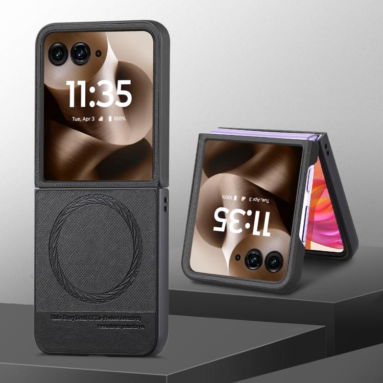 For Motorola Razr 60 Ultra Twill Fabric Leather Skin Magnetic Back Phone Case