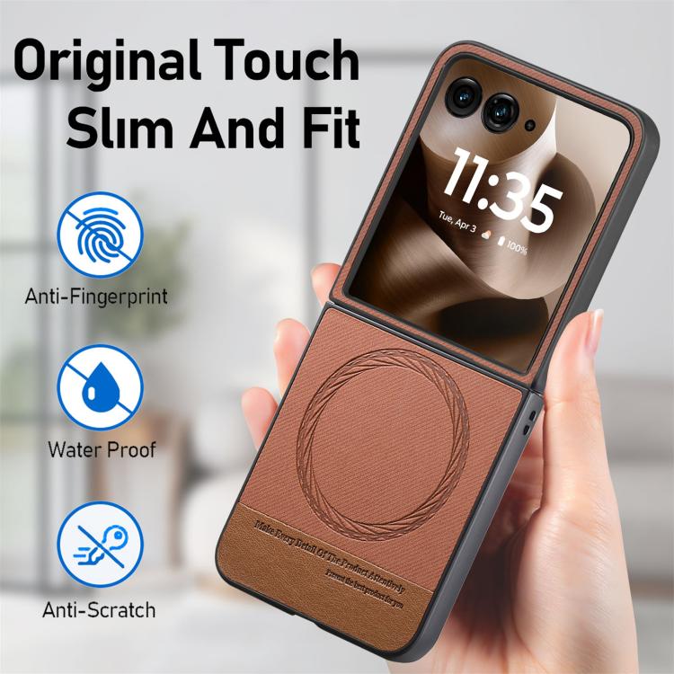 For Motorola Razr 60 Ultra Twill Fabric Leather Skin Magnetic Back Phone Case