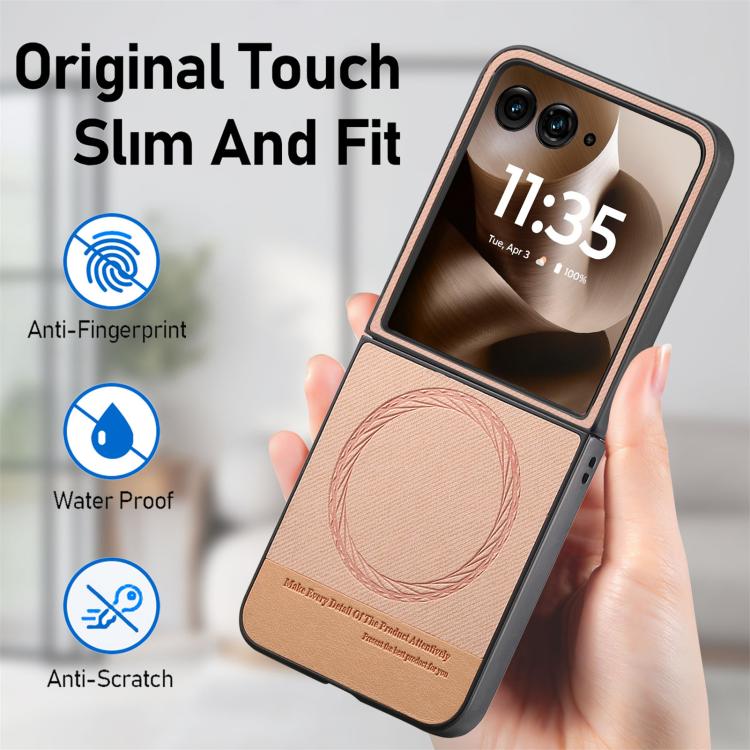 For Motorola Razr 60 Ultra Twill Fabric Leather Skin Magnetic Back Phone Case