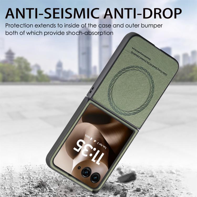 For Motorola Razr 60 Ultra Twill Fabric Leather Skin Magnetic Back Phone Case