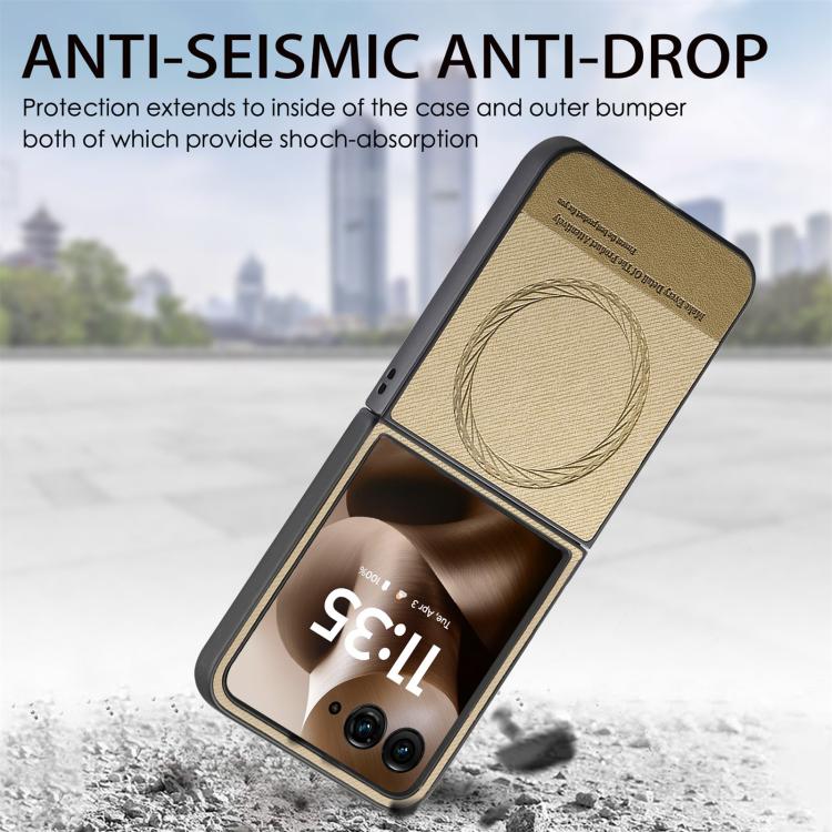 For Motorola Razr 60 Ultra Twill Fabric Leather Skin Magnetic Back Phone Case