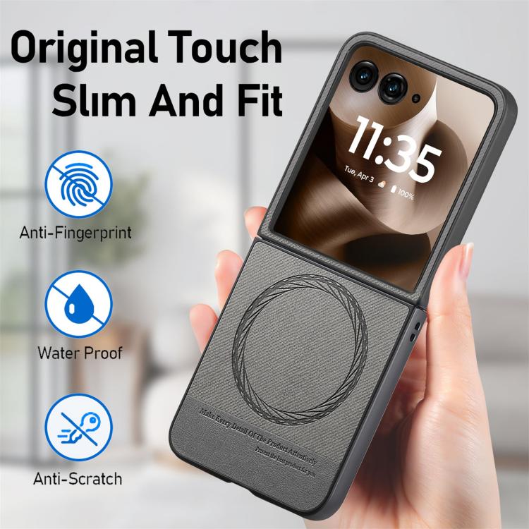 For Motorola Razr 60 Ultra Twill Fabric Leather Skin Magnetic Back Phone Case