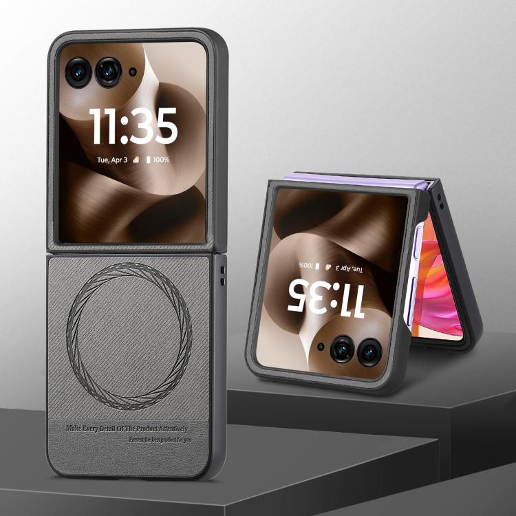 For Motorola Razr 60 Ultra Twill Fabric Leather Skin Magnetic Back Phone Case