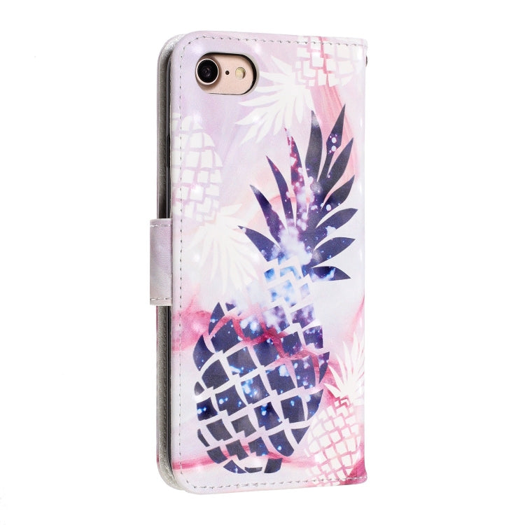 For iPhone 8 / 7 3D Visual Painting Left And Right Open Leather Case With Bracket & Card Slot & Wallet & Bracelet