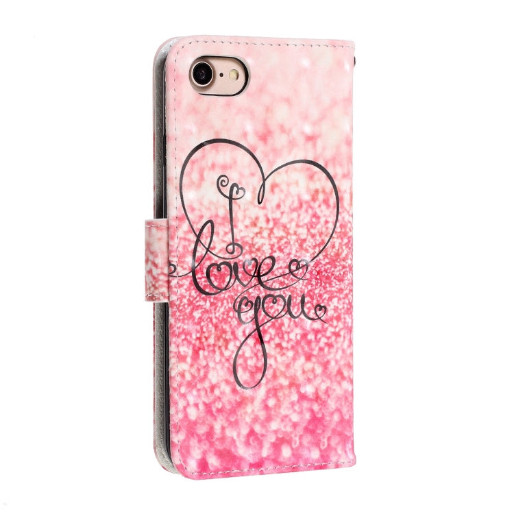 For iPhone 8 / 7 3D Visual Painting Left And Right Open Leather Case With Bracket & Card Slot & Wallet & Bracelet