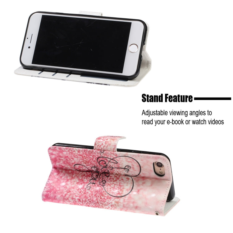 For iPhone 8 / 7 3D Visual Painting Left And Right Open Leather Case With Bracket & Card Slot & Wallet & Bracelet
