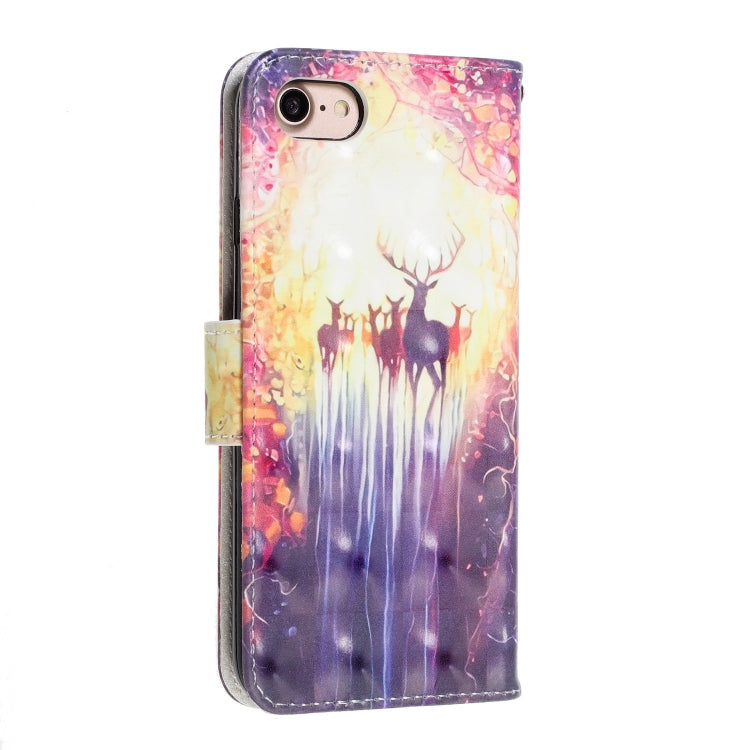 For iPhone 8 / 7 3D Visual Painting Left And Right Open Leather Case With Bracket & Card Slot & Wallet & Bracelet