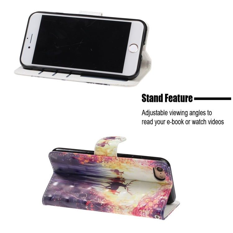 For iPhone 8 / 7 3D Visual Painting Left And Right Open Leather Case With Bracket & Card Slot & Wallet & Bracelet