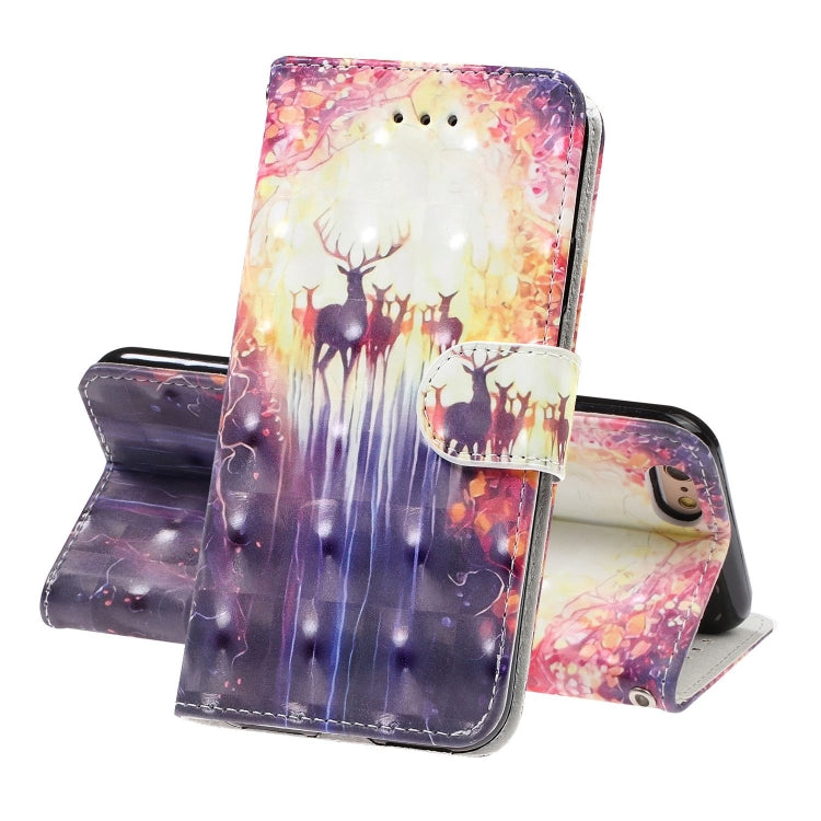For iPhone 8 / 7 3D Visual Painting Left And Right Open Leather Case With Bracket & Card Slot & Wallet & Bracelet