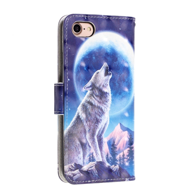 For iPhone 8 / 7 3D Visual Painting Left And Right Open Leather Case With Bracket & Card Slot & Wallet & Bracelet