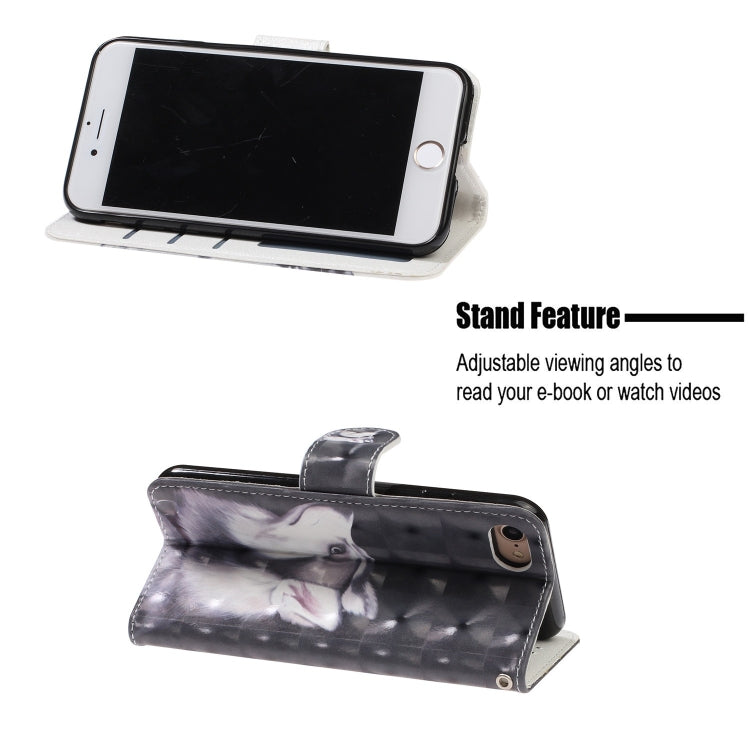 For iPhone 8 / 7 3D Visual Painting Left And Right Open Leather Case With Bracket & Card Slot & Wallet & Bracelet