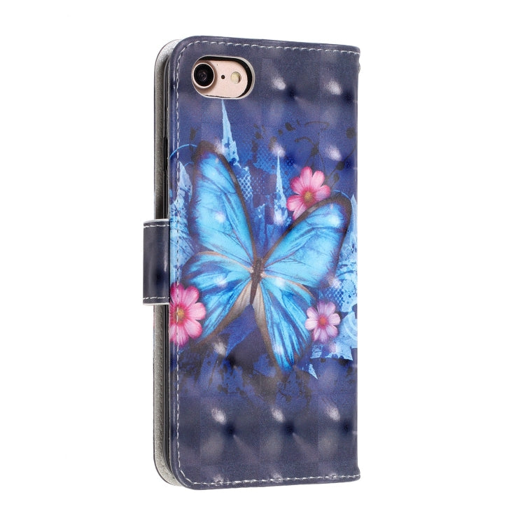 For iPhone 8 / 7 3D Visual Painting Left And Right Open Leather Case With Bracket & Card Slot & Wallet & Bracelet