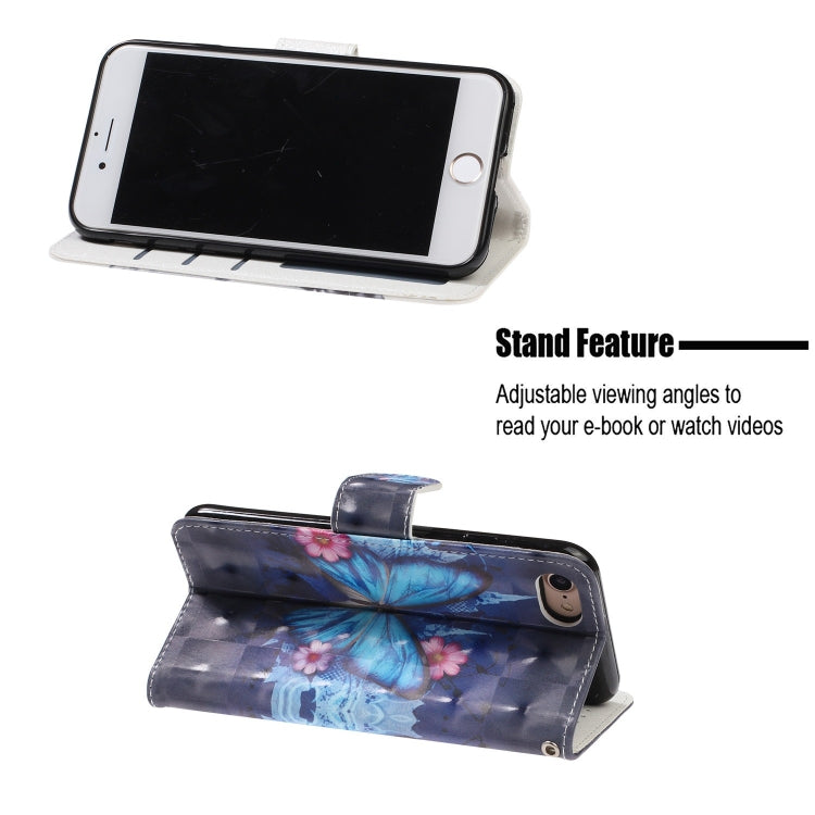 For iPhone 8 / 7 3D Visual Painting Left And Right Open Leather Case With Bracket & Card Slot & Wallet & Bracelet
