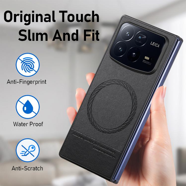 For Xiaomi Mix Fold 4 Twill Fabric Leather Skin Magnetic Back Phone Case