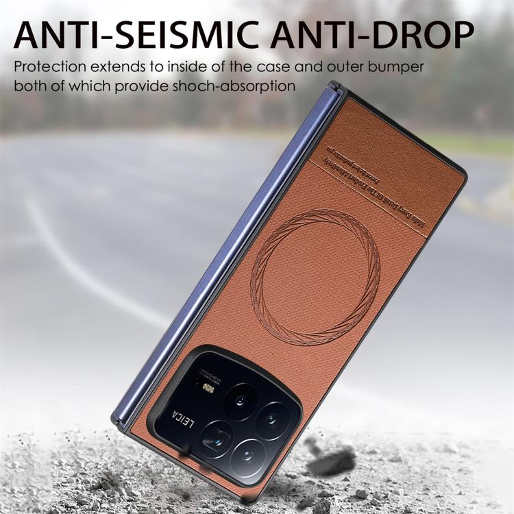 For Xiaomi Mix Fold 4 Twill Fabric Leather Skin Magnetic Back Phone Case