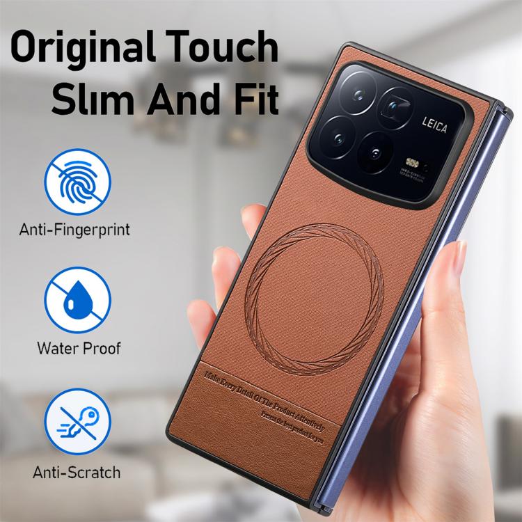 For Xiaomi Mix Fold 4 Twill Fabric Leather Skin Magnetic Back Phone Case