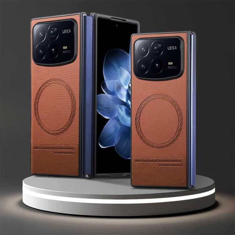 For Xiaomi Mix Fold 4 Twill Fabric Leather Skin Magnetic Back Phone Case
