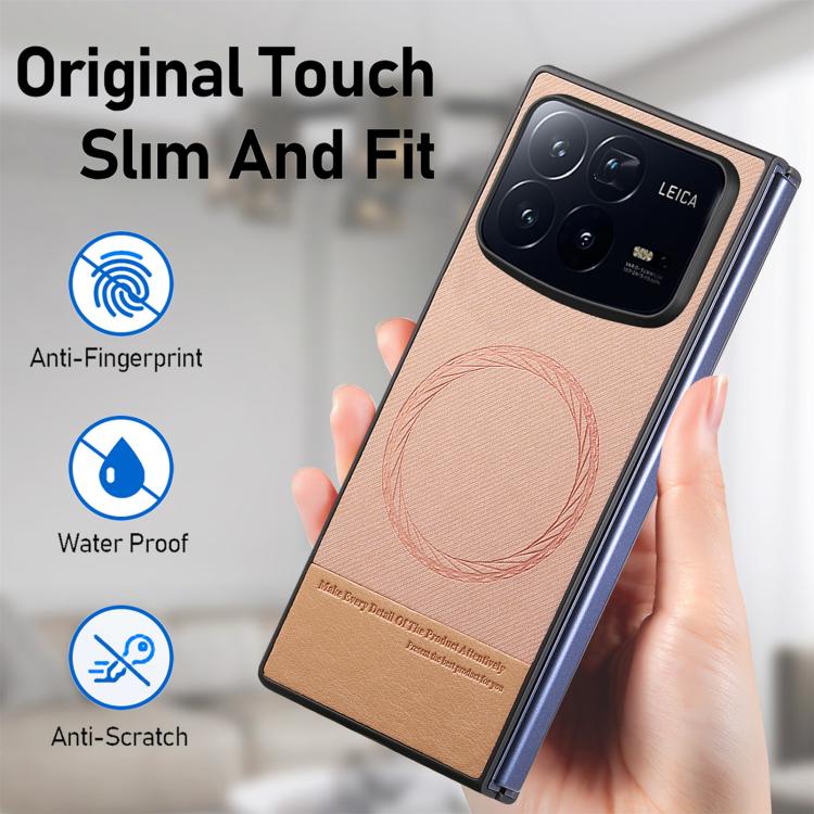 For Xiaomi Mix Fold 4 Twill Fabric Leather Skin Magnetic Back Phone Case