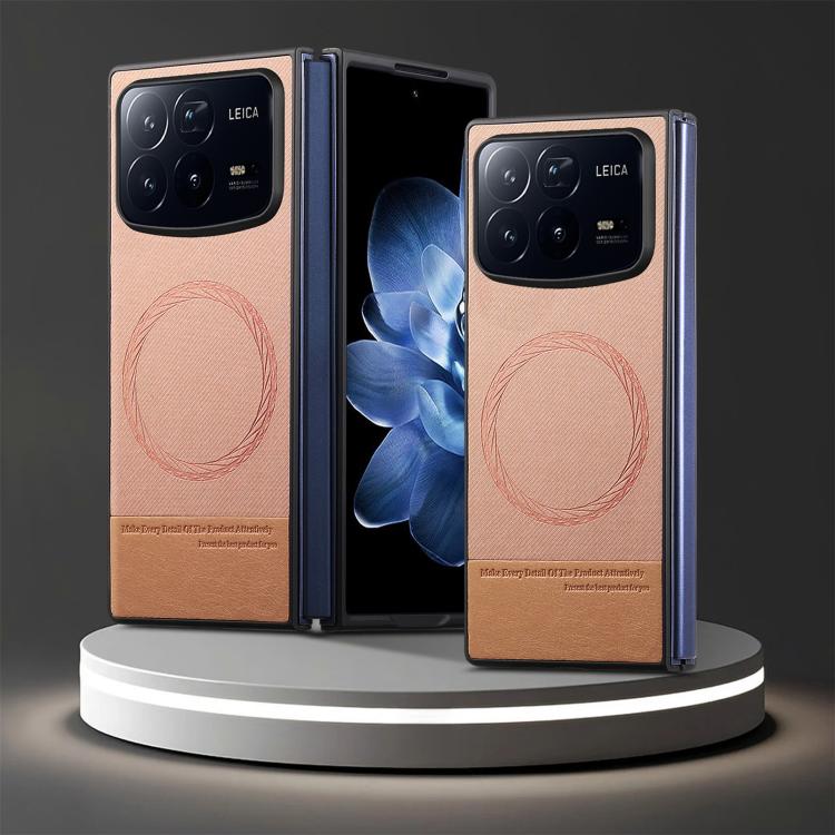 For Xiaomi Mix Fold 4 Twill Fabric Leather Skin Magnetic Back Phone Case