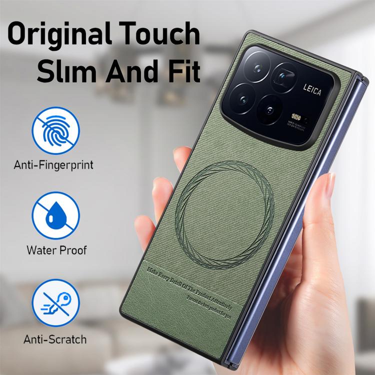 For Xiaomi Mix Fold 4 Twill Fabric Leather Skin Magnetic Back Phone Case