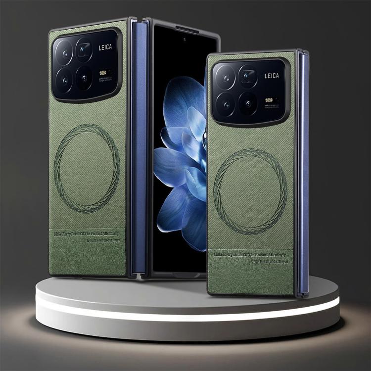 For Xiaomi Mix Fold 4 Twill Fabric Leather Skin Magnetic Back Phone Case