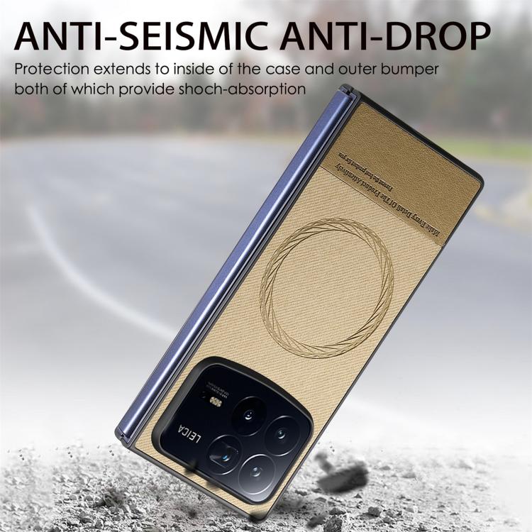For Xiaomi Mix Fold 4 Twill Fabric Leather Skin Magnetic Back Phone Case