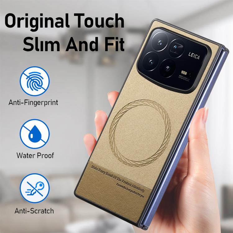 For Xiaomi Mix Fold 4 Twill Fabric Leather Skin Magnetic Back Phone Case
