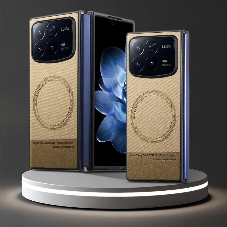 For Xiaomi Mix Fold 4 Twill Fabric Leather Skin Magnetic Back Phone Case