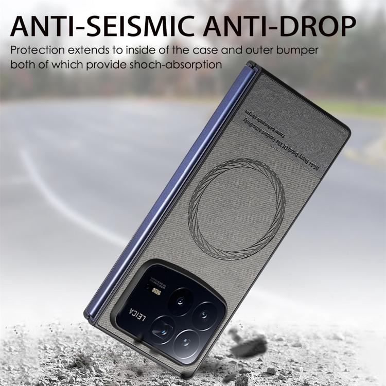 For Xiaomi Mix Fold 4 Twill Fabric Leather Skin Magnetic Back Phone Case