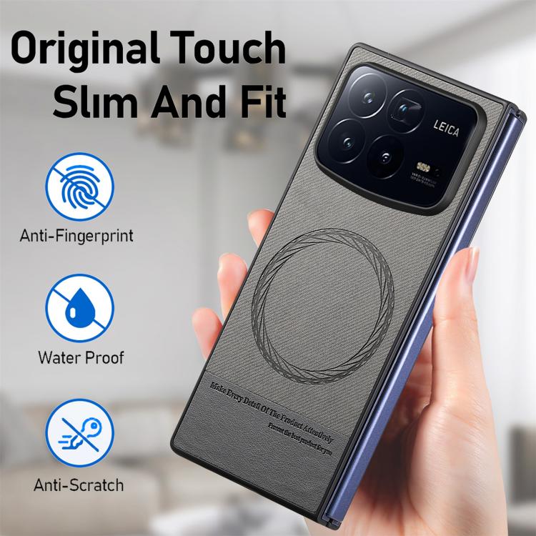 For Xiaomi Mix Fold 4 Twill Fabric Leather Skin Magnetic Back Phone Case