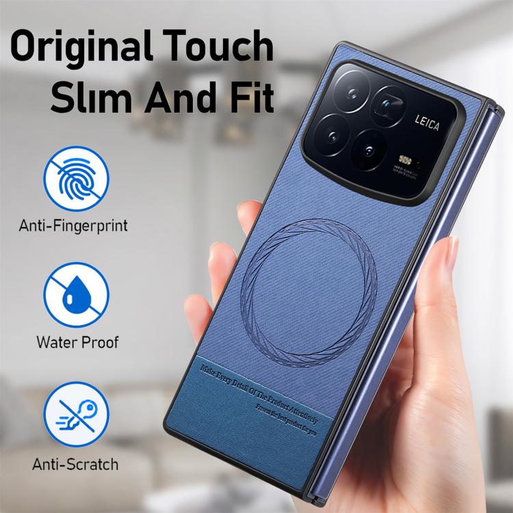 For Xiaomi Mix Fold 4 Twill Fabric Leather Skin Magnetic Back Phone Case