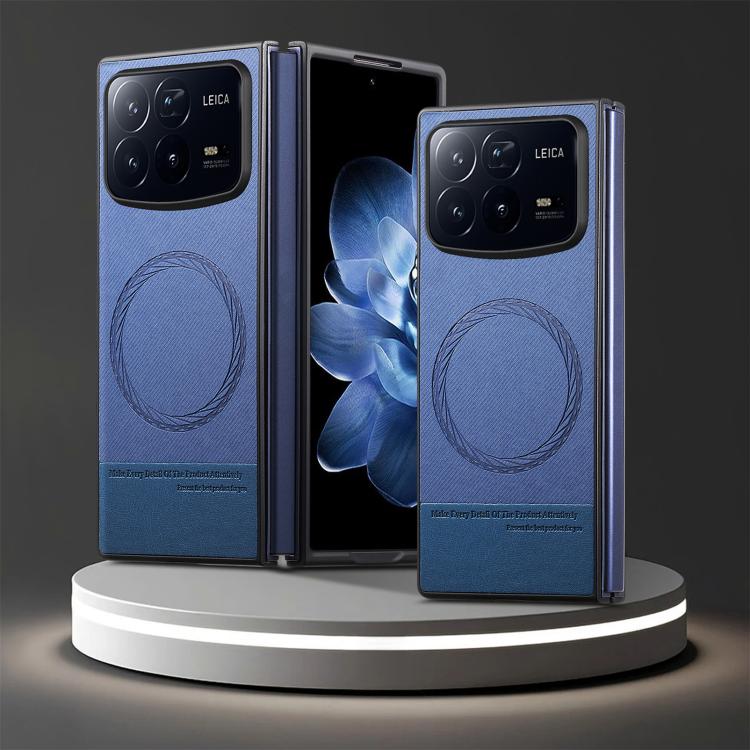 For Xiaomi Mix Fold 4 Twill Fabric Leather Skin Magnetic Back Phone Case