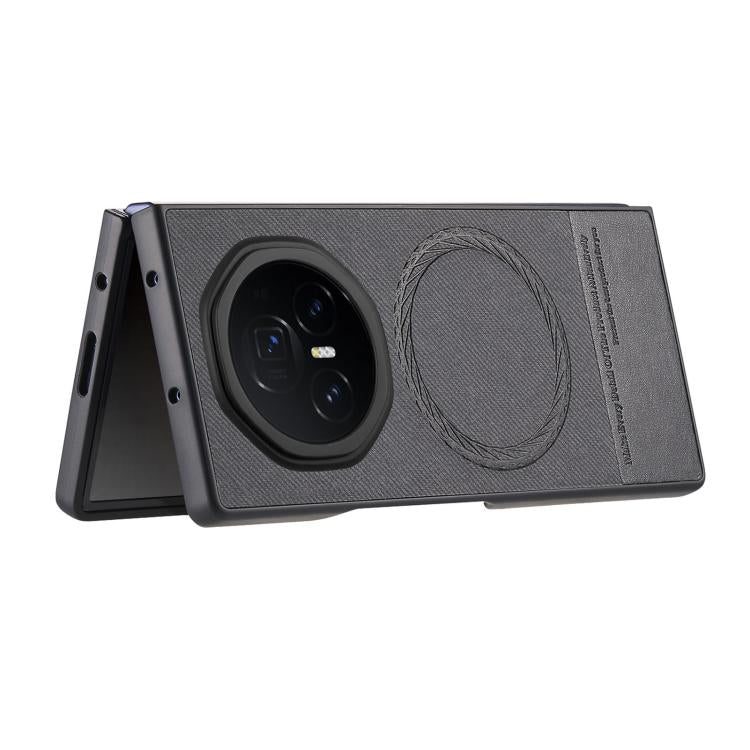 For Honor Magic V3 Twill Fabric Leather Skin Magnetic Back Phone Case