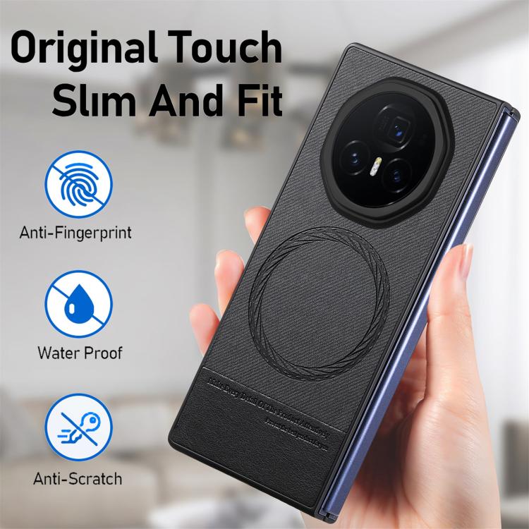 For Honor Magic V3 Twill Fabric Leather Skin Magnetic Back Phone Case