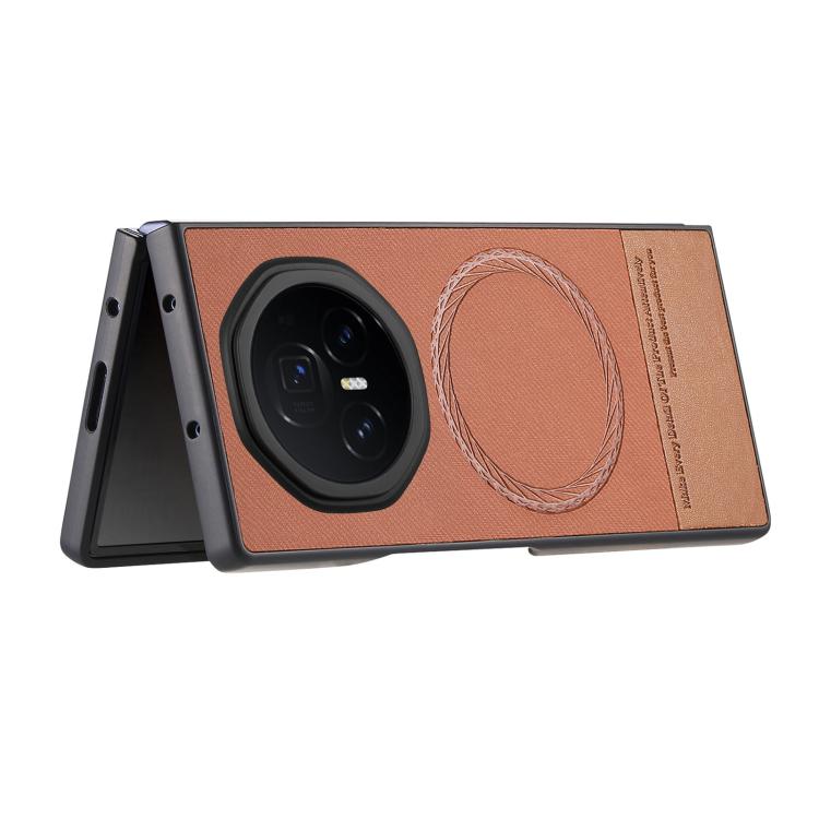 For Honor Magic V3 Twill Fabric Leather Skin Magnetic Back Phone Case