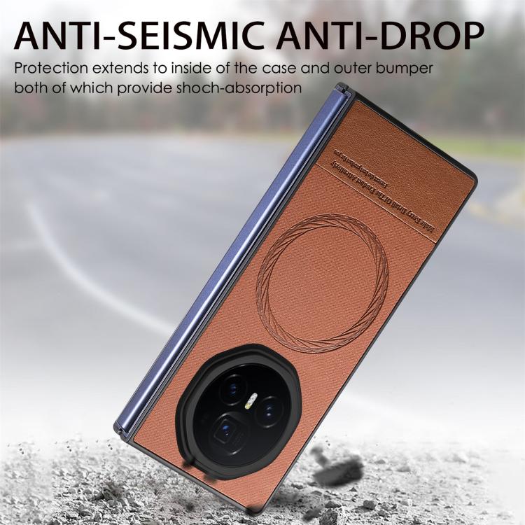 For Honor Magic V3 Twill Fabric Leather Skin Magnetic Back Phone Case