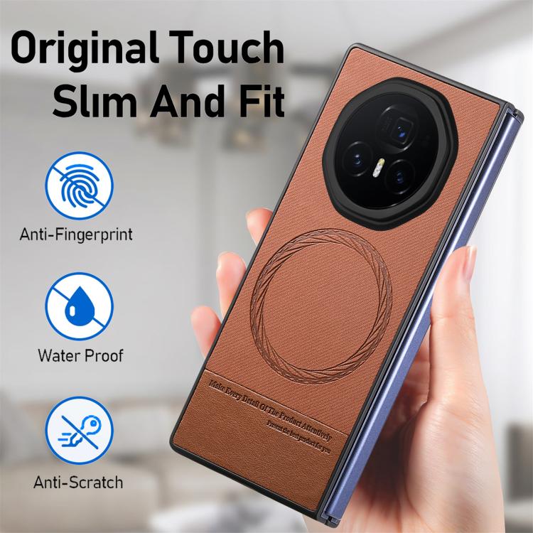 For Honor Magic V3 Twill Fabric Leather Skin Magnetic Back Phone Case