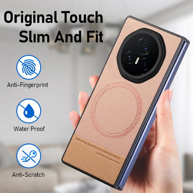 For Honor Magic V3 Twill Fabric Leather Skin Magnetic Back Phone Case