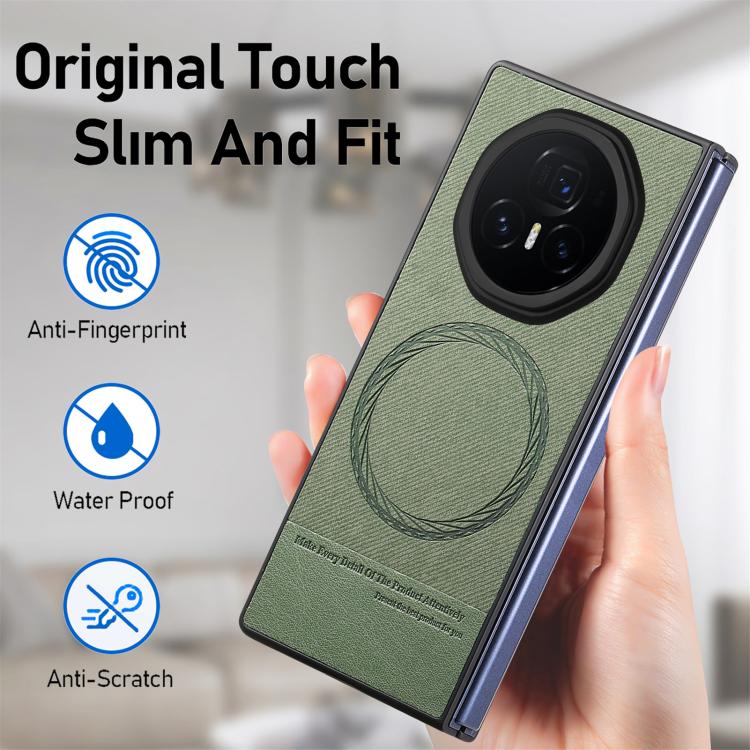 For Honor Magic V3 Twill Fabric Leather Skin Magnetic Back Phone Case