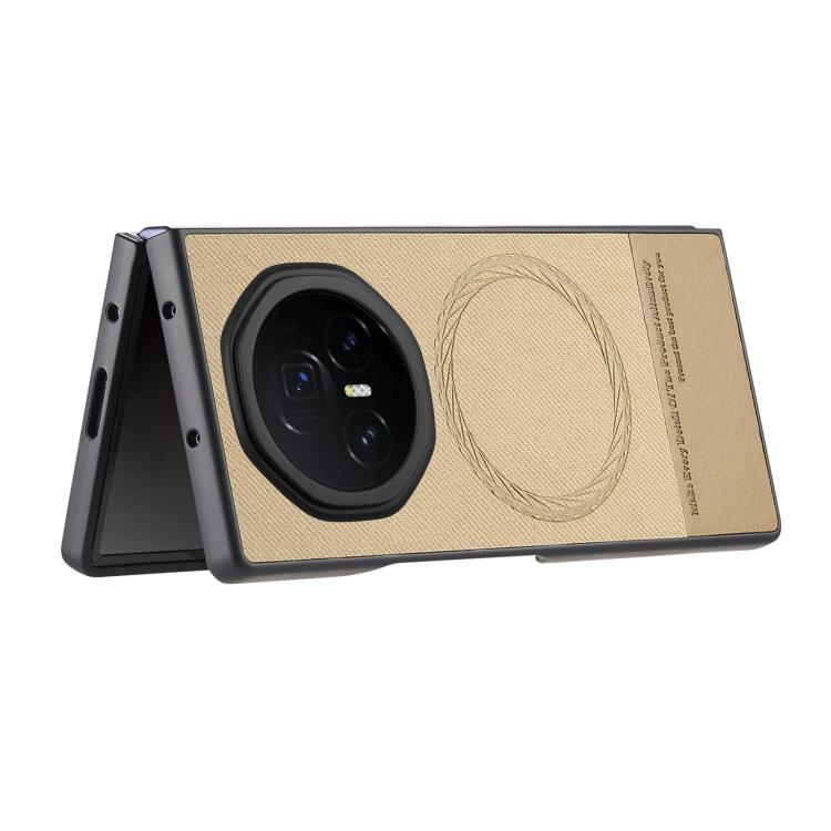 For Honor Magic V3 Twill Fabric Leather Skin Magnetic Back Phone Case