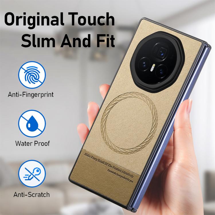 For Honor Magic V3 Twill Fabric Leather Skin Magnetic Back Phone Case