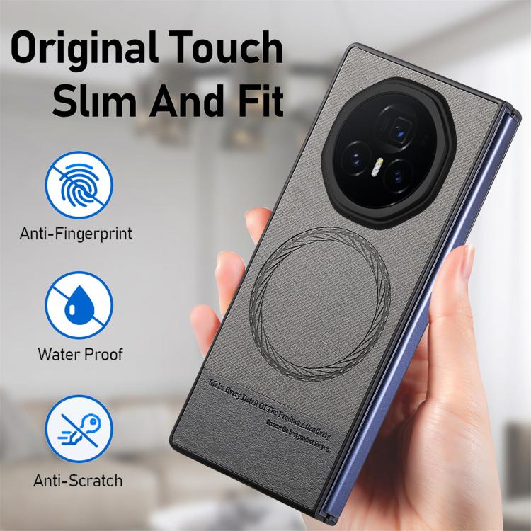 For Honor Magic V3 Twill Fabric Leather Skin Magnetic Back Phone Case