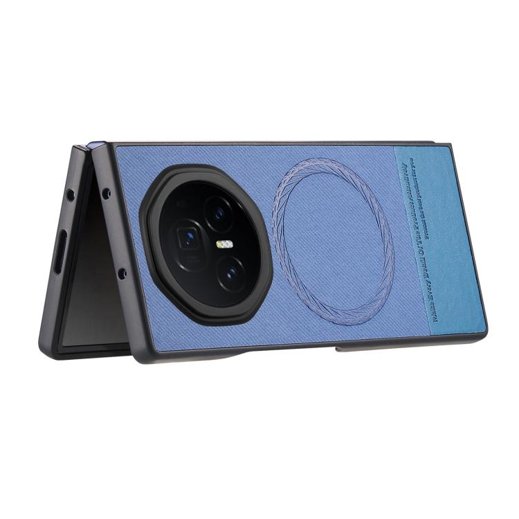 For Honor Magic V3 Twill Fabric Leather Skin Magnetic Back Phone Case