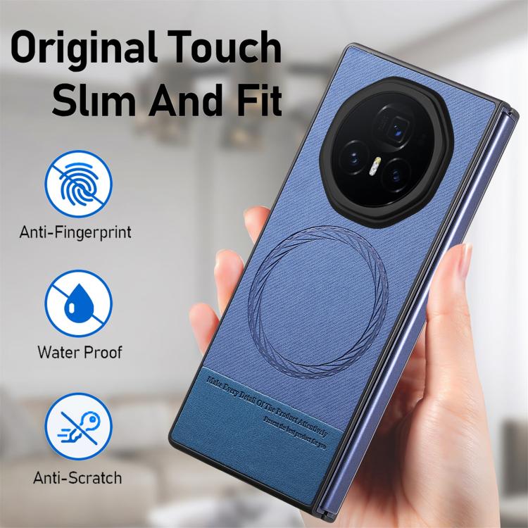 For Honor Magic V3 Twill Fabric Leather Skin Magnetic Back Phone Case