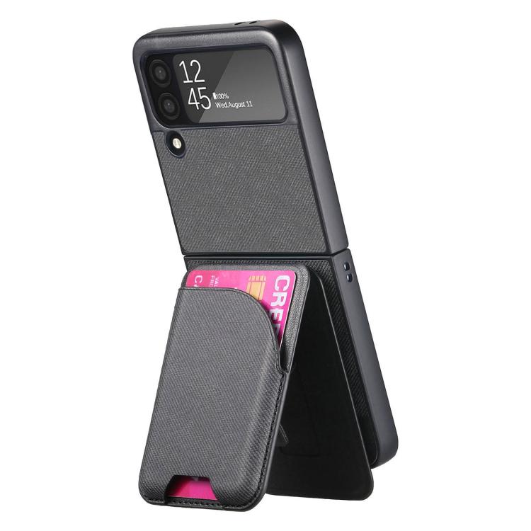 For Samsung Galaxy Z Flip3 5G Twill Fabric Leather Skin Card Bag Magnetic Back Phone Case