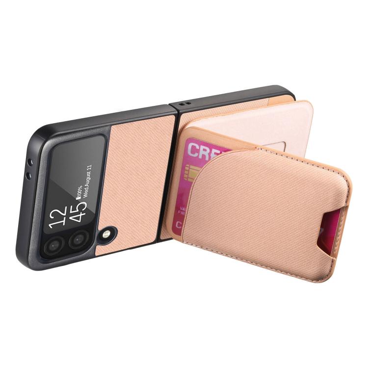 For Samsung Galaxy Z Flip3 5G Twill Fabric Leather Skin Card Bag Magnetic Back Phone Case