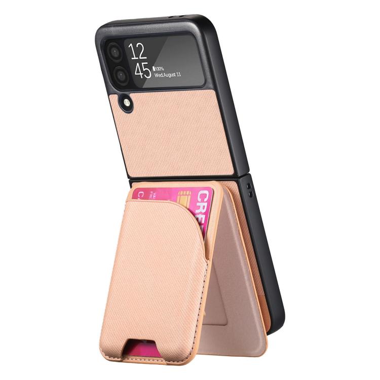 For Samsung Galaxy Z Flip3 5G Twill Fabric Leather Skin Card Bag Magnetic Back Phone Case